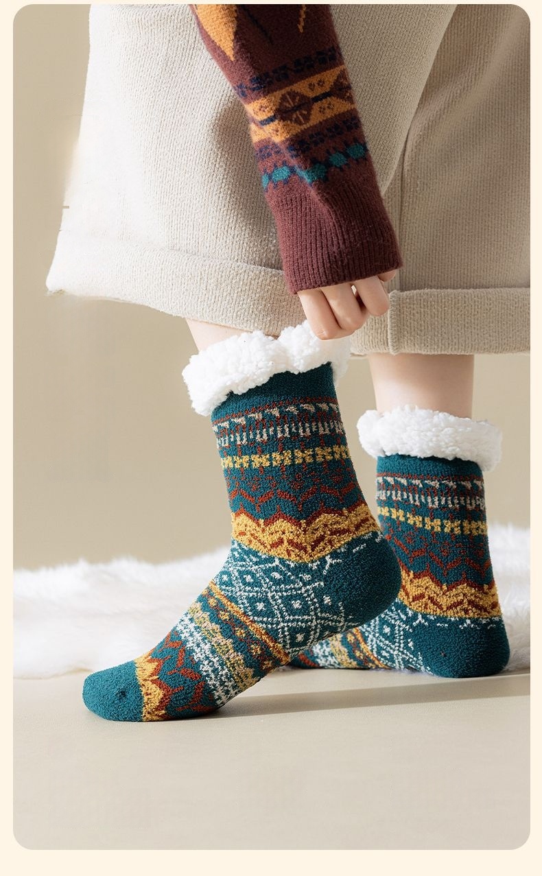 Womens Mid-calf Socks With Retro Pattern Rabbit Sheep Wool Socks